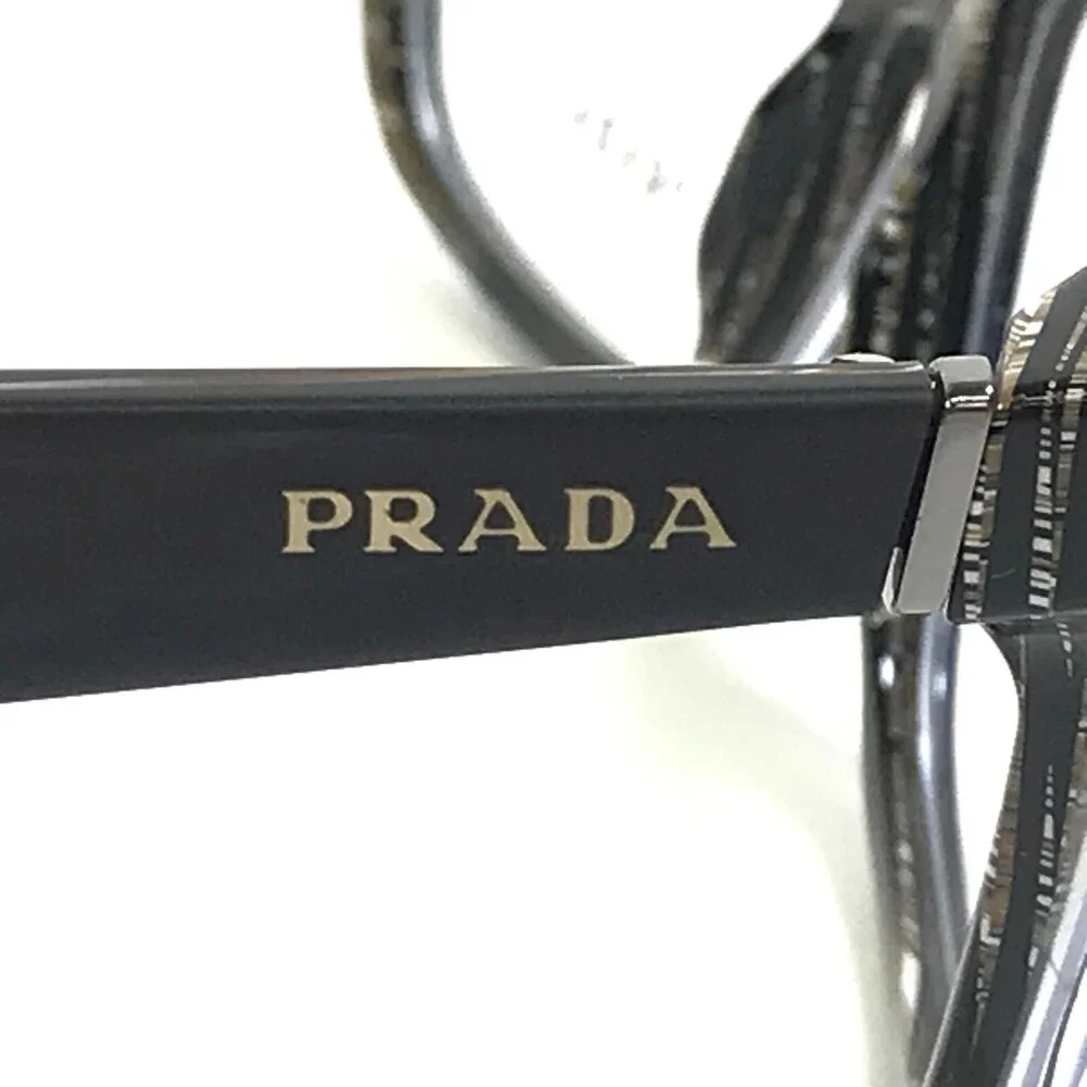 Prada Eyeglasses Frames VPR 14P EAR-1O1 Brown Horn Square Full Rim 55-17-145
